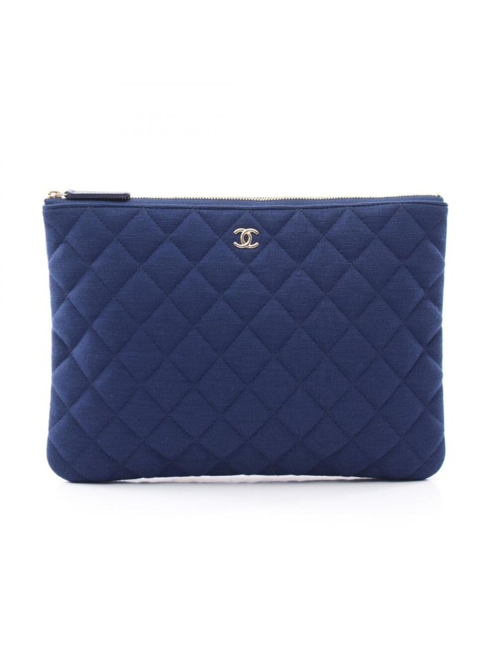 Chanel Clutch Quilted Blue Cotton